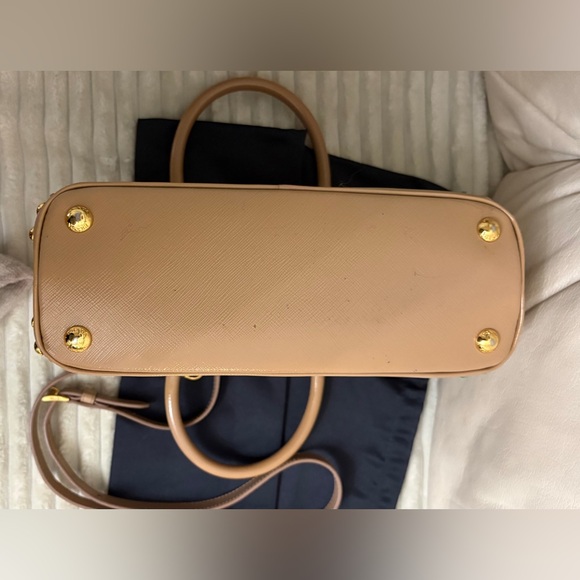 Prada Beige Saffiano Satchel with Turquoise Crystal Studs - Picture 14 of 16